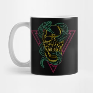 Retro 80s Style Neon Skull Snake Mug